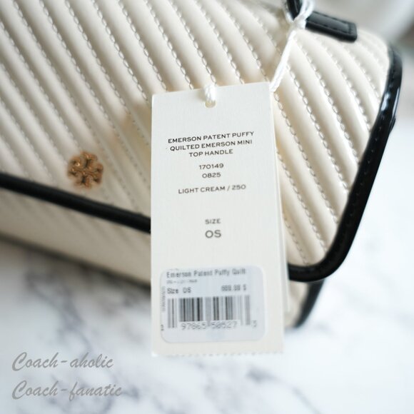 NWT Tory Burch Emerson Quilted Patent Puffy Mini Top Handle Satchel Crossbody - Picture 8 of 10